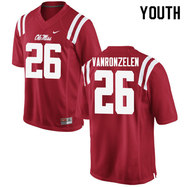 Youth #26 Jake VanRonzelen Ole Miss Rebels College Football Jerseys Sale-Red